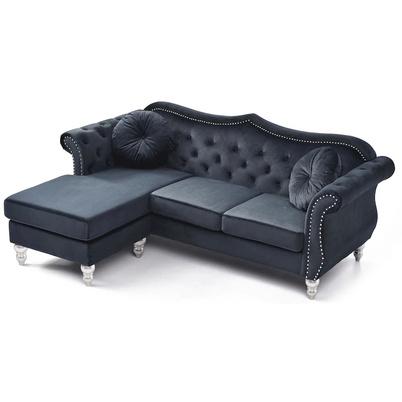 Hollywood Velvet Sofa with Reversible Chaise