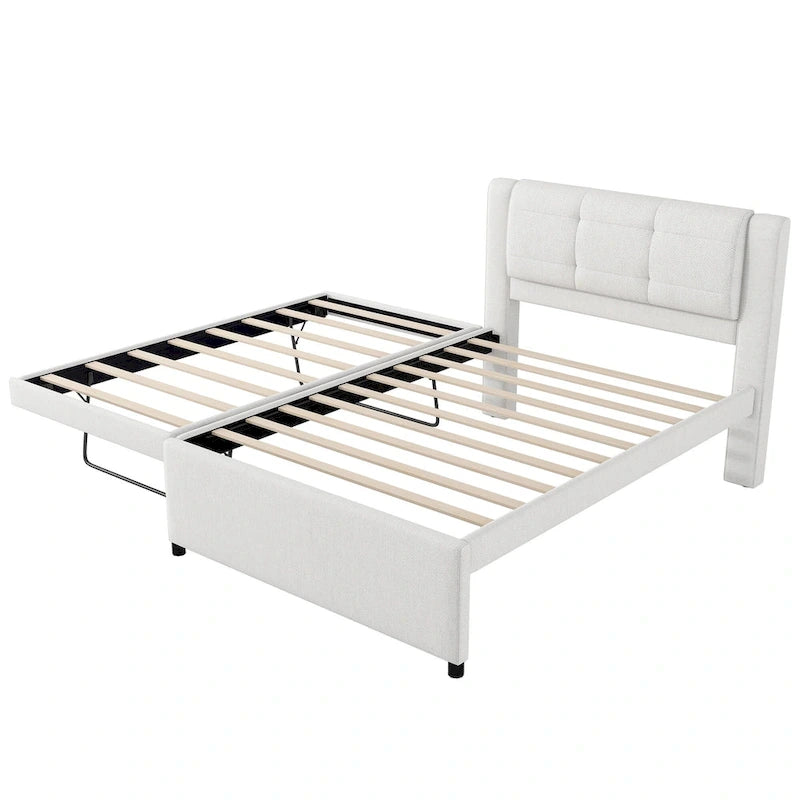 Merax Full Size Upholstery platform bed with Trundle