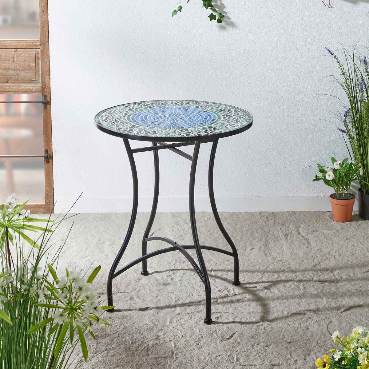 Glitzhome Outdoor Metal Folding Bistro Set 3PCS Patio Table Chairs