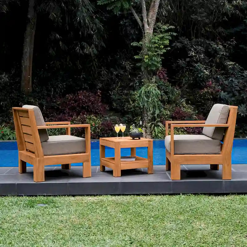 Cambridge Casual Logan 3-piece Teak Outdoor Set with Sunbrella Cushion