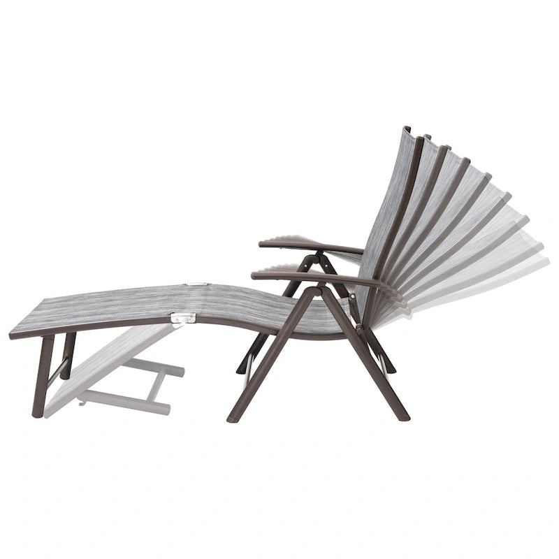 Pellebant 2PCS Adjustable Aluminum Patio Chaise Lounge Chair - N/A