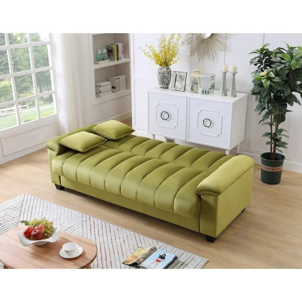 Fabric Upholstered Channel Back Living Room Convertible Sofabed