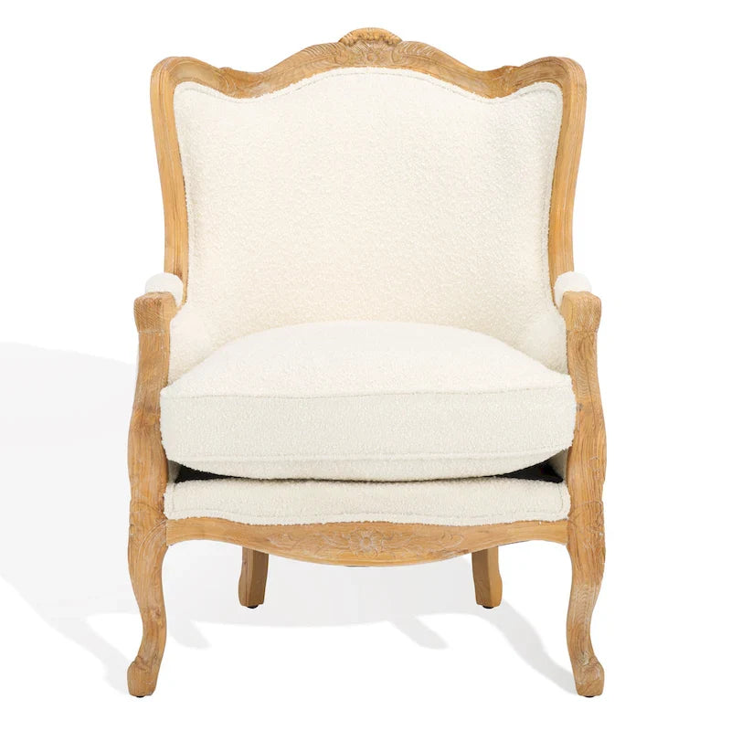 SAFAVIEH Couture Kali Oak Natural Linen Wing Chair - 34Wx34Dx40H