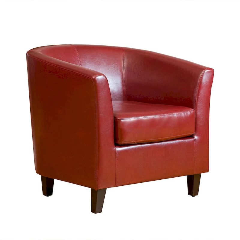 Oxblood Red Bonded Leather Tub Club Chair by Christopher Knight Home