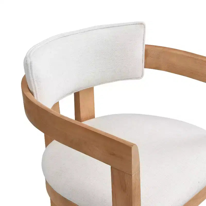Christopher Knight Home Peyton Rubberwood Upholstered Bar Stool with Curved Open Back (Set of 2)