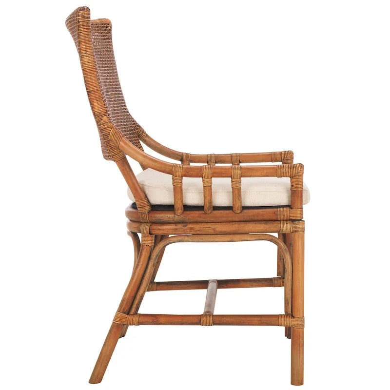 Coastal Rattan Cushion Chair 22 W x 24 L x 37 H 22W x 24D x 37H
