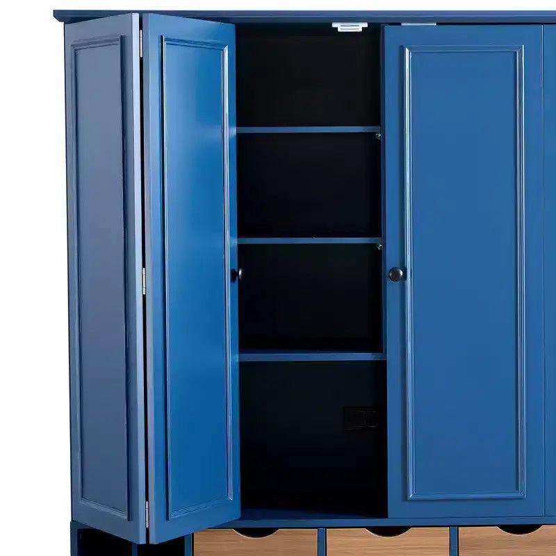 Whisen 71 Tall Freestanding Kitchen Pantry, Large Dining Storage Cabinet Cupboard Sideboards With 4 Foldable Doors, Shelves, Wine Racks