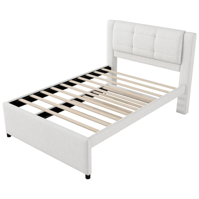 Merax Full Size Upholstery platform bed with Trundle