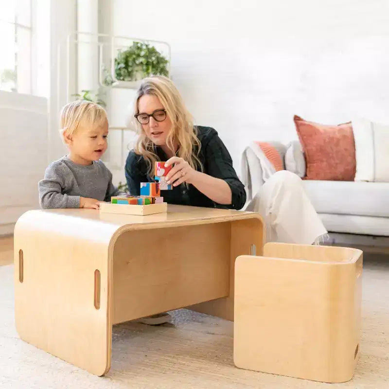ECR4Kids Premium Bentwood Multipurpose Table and Chair Set, Childrens Furniture, Natural, 3-Piece