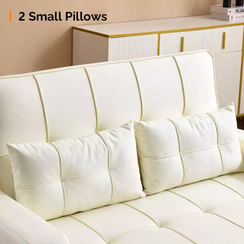 Upholstered Cats Claw Leather Convertible Reclining Sleeper Sofa Bed With Cushions For Small Spaces