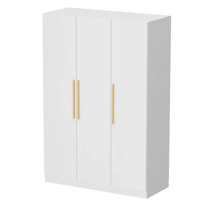 Timechee 47.2 Armoire Clothes Storage Solid Wood Handles Wardrobe White