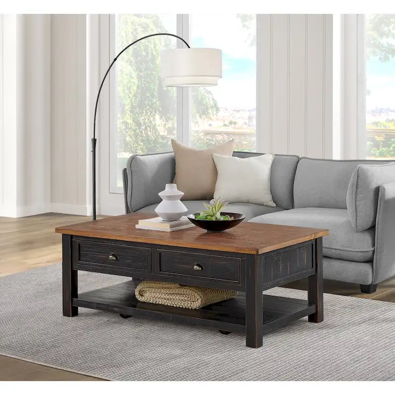 The Gray Barn Downington Solid Wood 2-Drawer Coffee Table