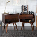Set of 2 Mid-Century Solid Wood Nightstands with 1 Drawer, Bedroom Side Tables
