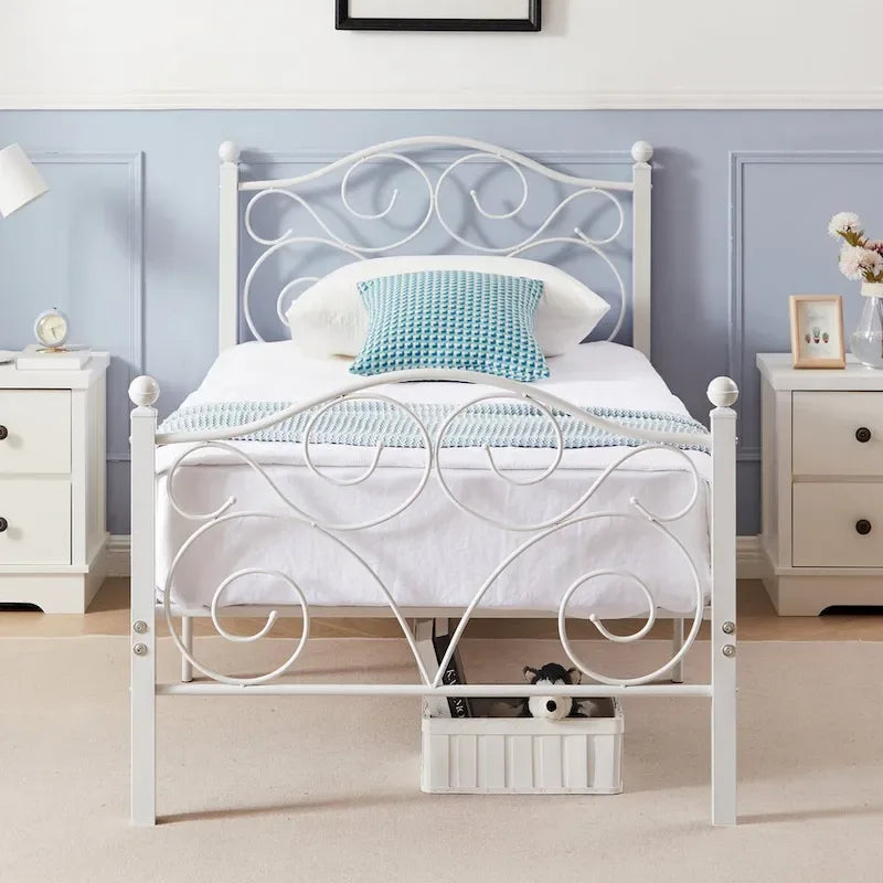 Javlergo Victoria Metal Platform Bed Frame with Headboard and Footboard