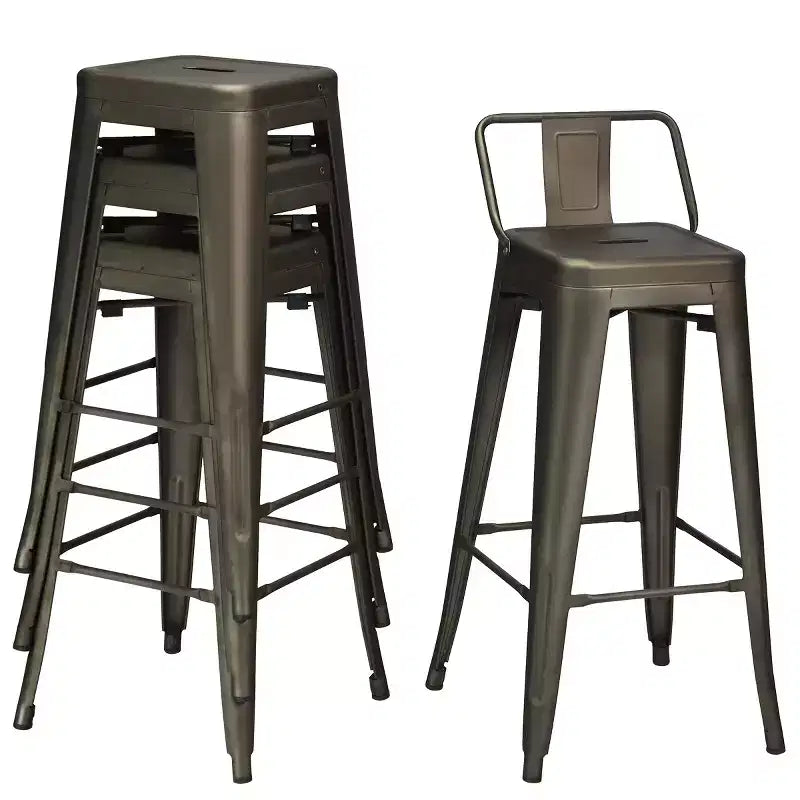 Costway Set of 4 Metal Bar Stools 30 Bar Height Barstools Industrial W/ Low Back Steel
