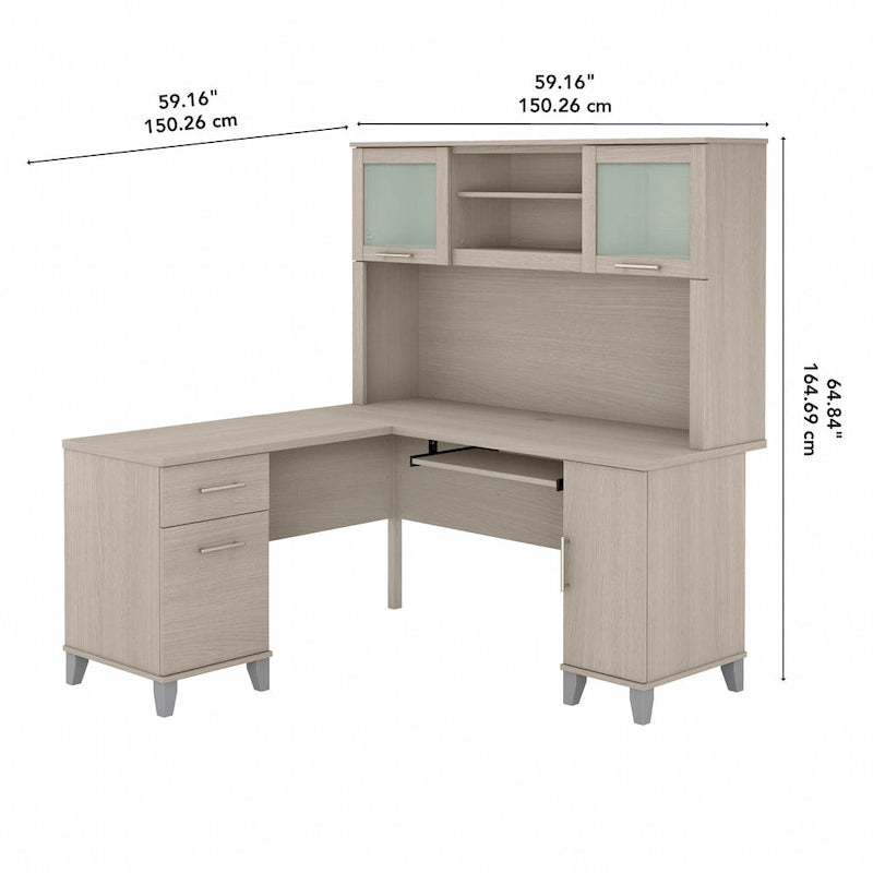 Bush Furniture Somerset 60W L Shaped Desk with Storage Hutch