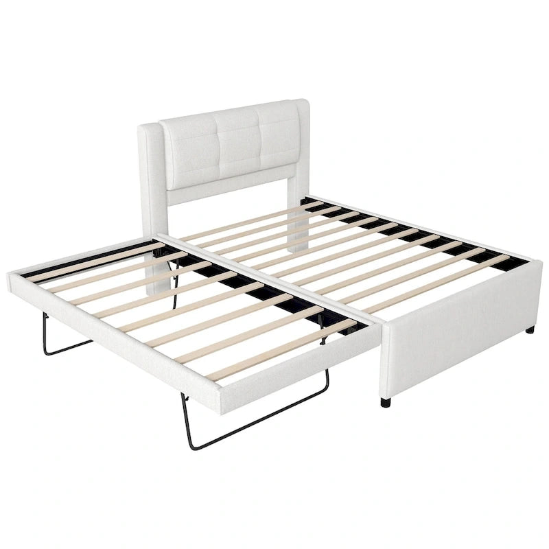 Merax Full Size Upholstery platform bed with Trundle
