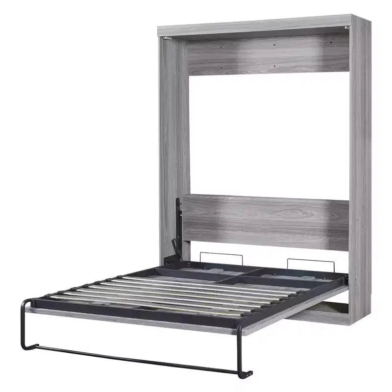 Full/Twin Size Murphy Bed Wall Bed, Wood Cabinet Bed, Gray