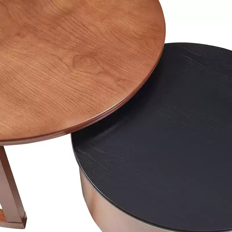 Modern Nesting Coffee Table with Drawer, Round Center Table with storage for Living Room