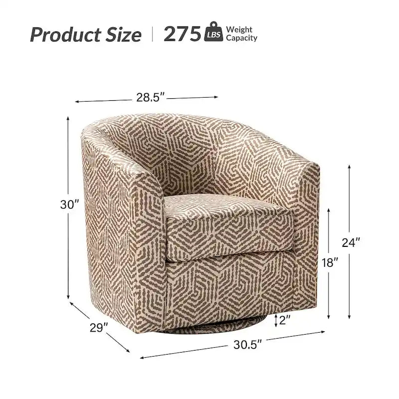 Cuenca Modern Upholstered Barrel Chair with Swivel Base Set of 2