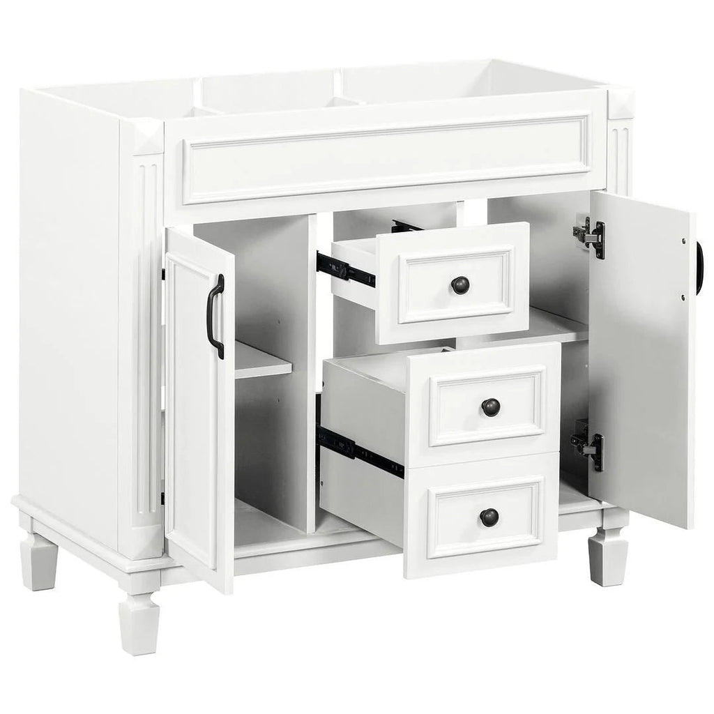 36 Modern Bathroom Vanity with Top Sink and Mirror Cabinet,2 Doors and 2 Drawers