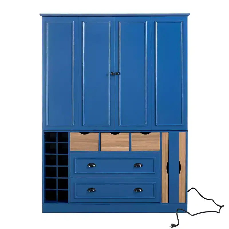 Whisen 71 Tall Freestanding Kitchen Pantry, Large Dining Storage Cabinet Cupboard Sideboards With 4 Foldable Doors, Shelves, Wine Racks