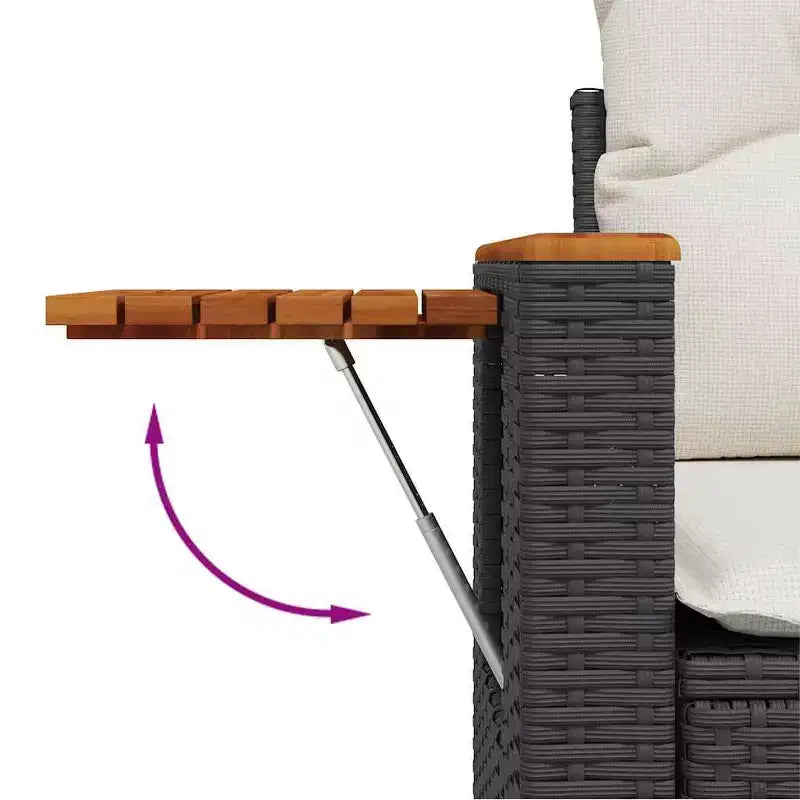 vidaXL 4 Piece Patio Sofa Set with Cushions Poly Rattan Acacia