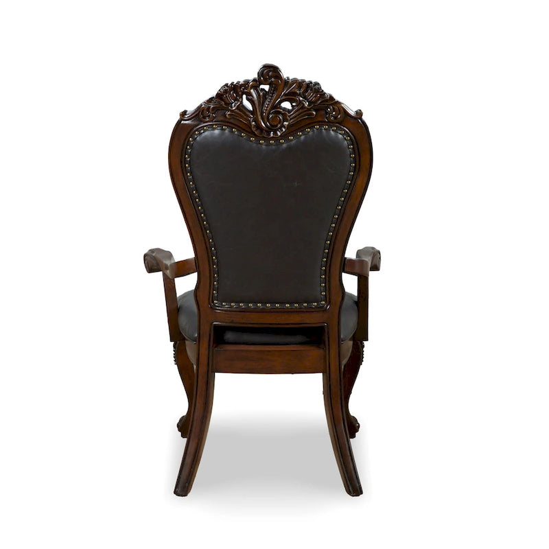 Furniture of America Eugene Traditional Solid Wood Dining Arm Chairs with Nailhead Trim and Cabriole Legs (Set of 2)