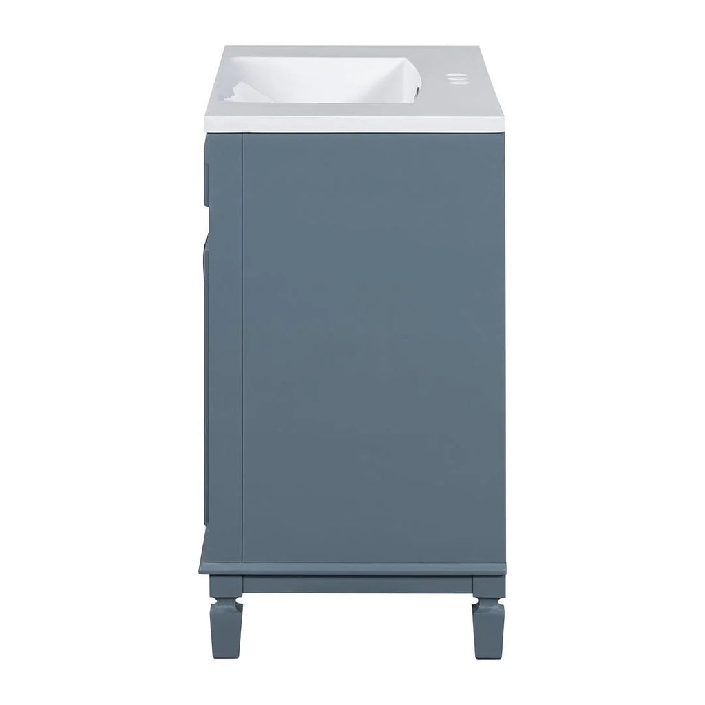 36 Modern Bathroom Vanity with Top Sink and Mirror Cabinet,2 Doors and 2 Drawers