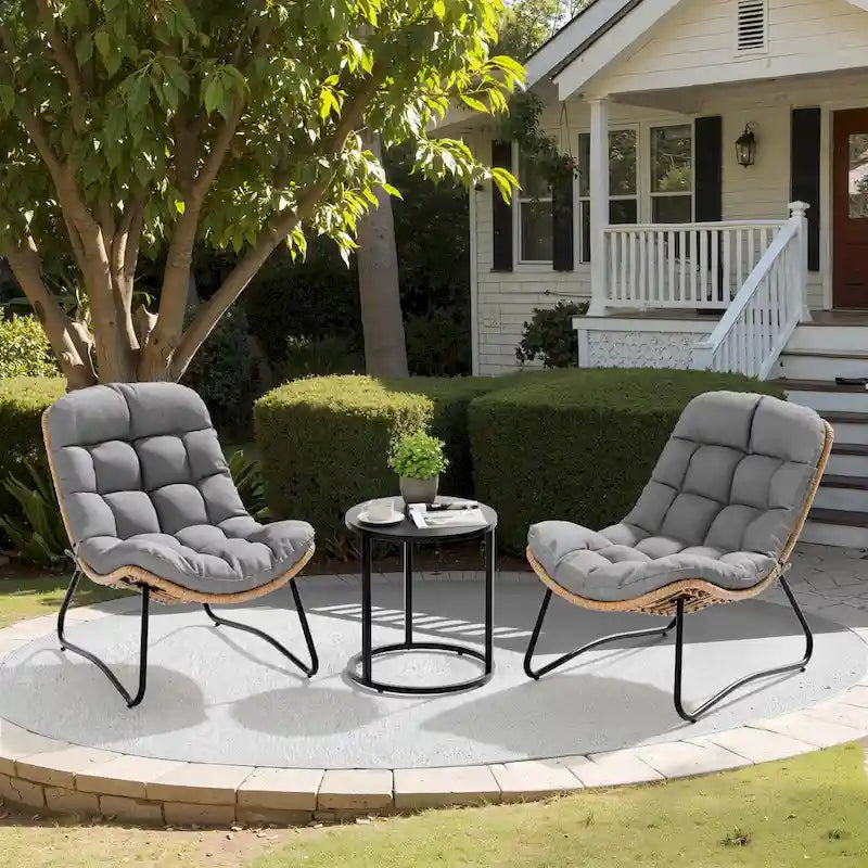 Papasan PE Rattan Chair with Cushion For Indoor Outdoor