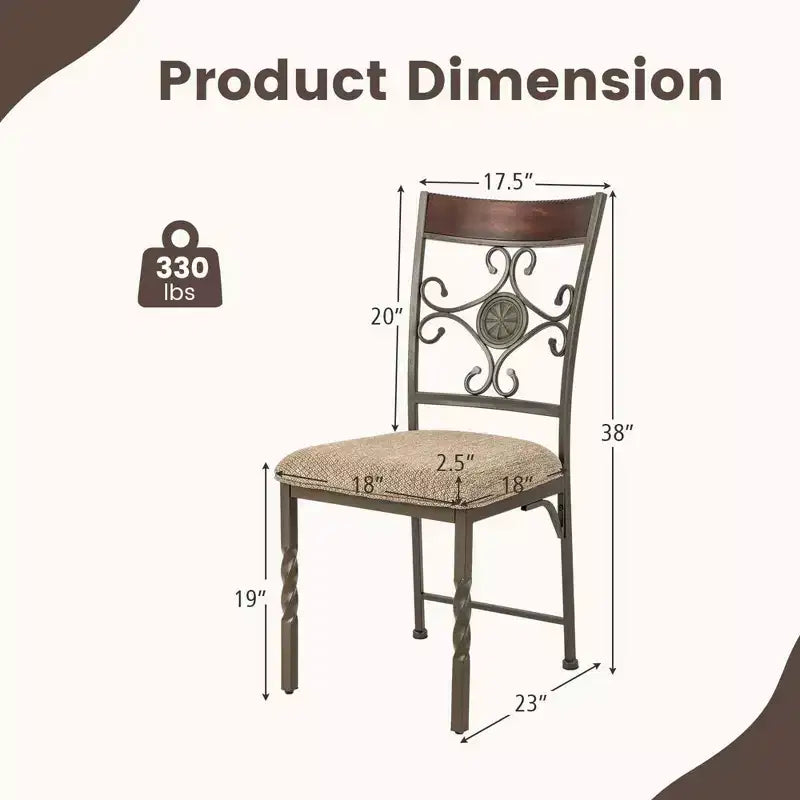 Costway Set of 2/4 Dining Room Chairs Armless Kitchen Chairs Set with Seat Cushion