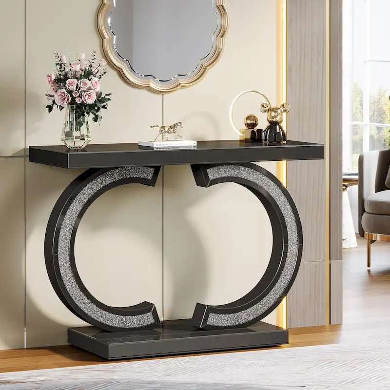 Silver Console Table, 39 Mirror Entryway Table for Entrance