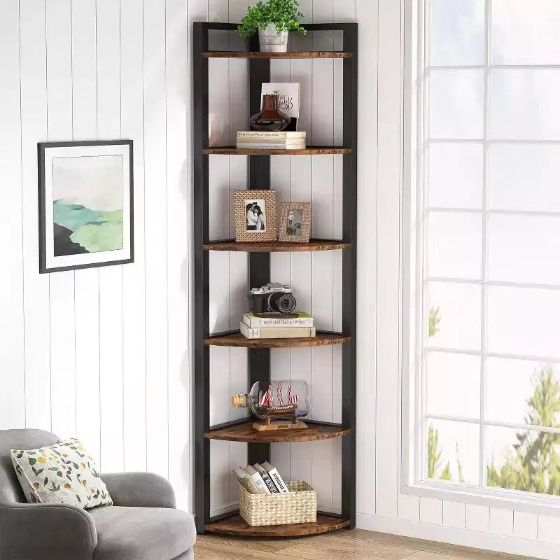 Tribesigns 6-Tier Corner Bookshelf, 70.86 Tall Book Shelving Unit Storage Rack