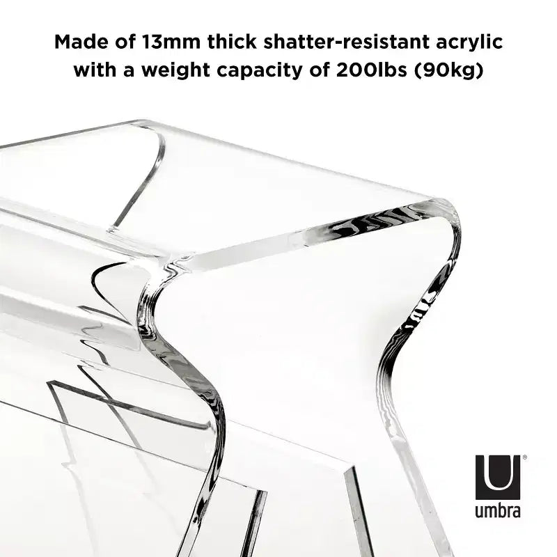 Magino Stool and Magazine Rack Clear: Shatter-Proof Acrylic, No Assembly Required