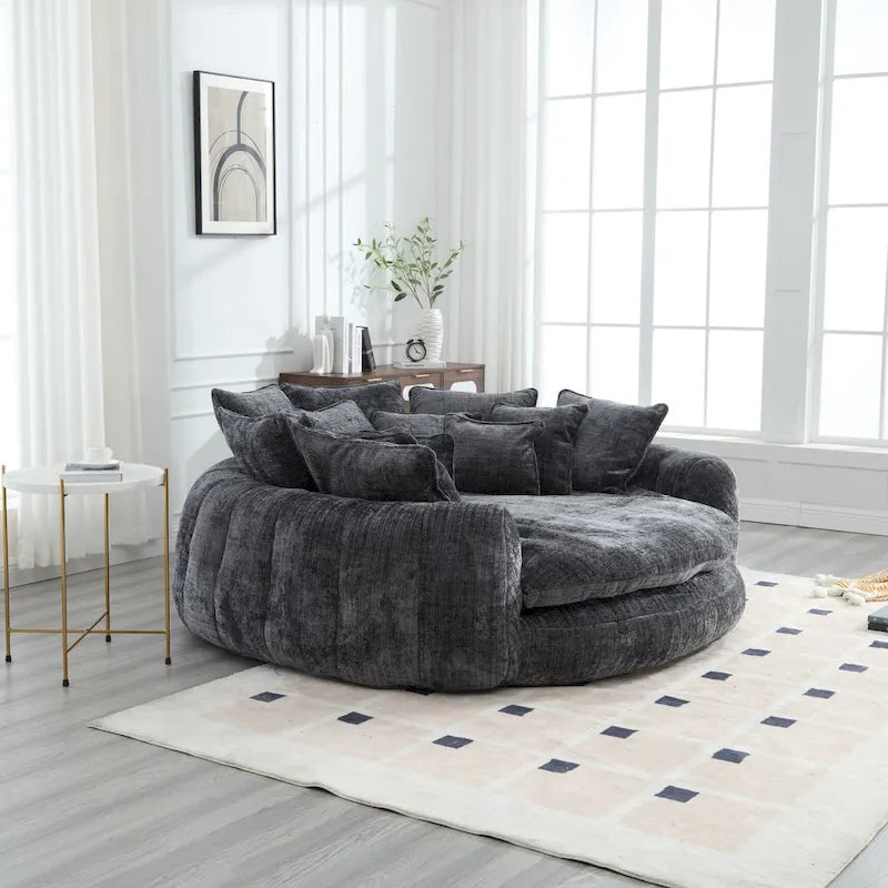 Comfortable Oversized Double Loaf High Back Round Sofa Bed with Armrests