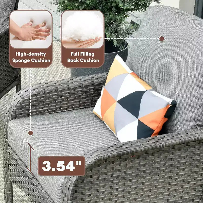 HOMLUX Set of 2 Patio Wicker Chairs Set Outdoor All Weather High Back Rattan Chairs