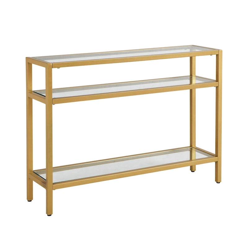 Carolina Living Chrysalis 3 Tier Glass Top Console Table - Gold