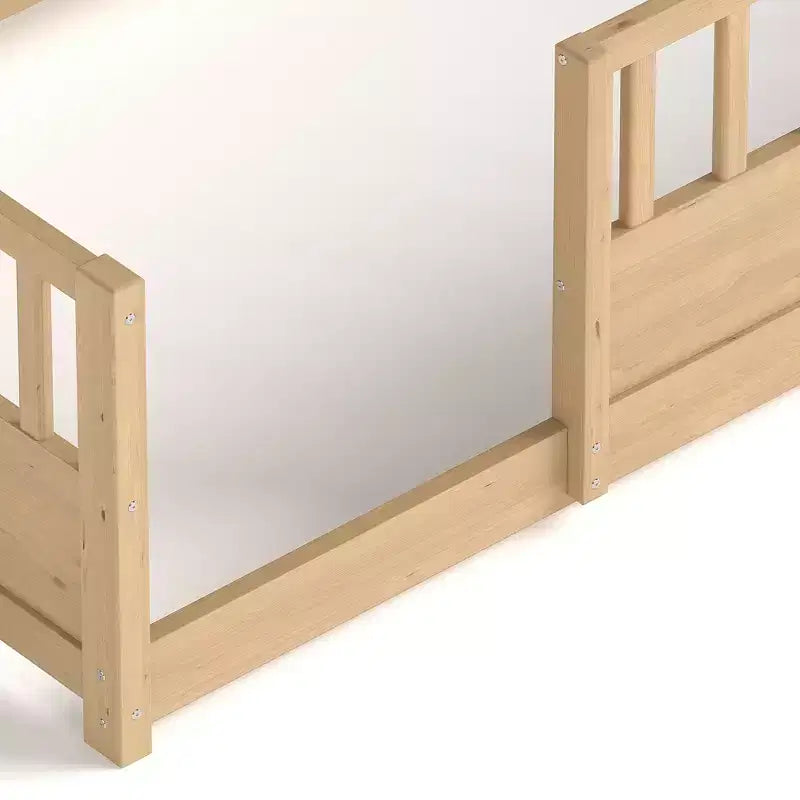 GDFStudio Cissie Modern Pinewood Guardrail Floor Bed with Side Storage