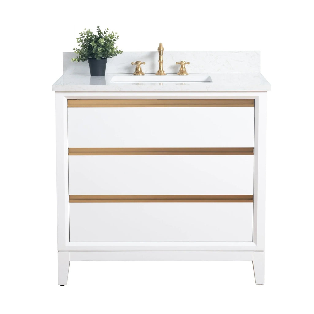 Vanity Art Bathroom Vanity with Ceramic Sink and Engineered Marble Top