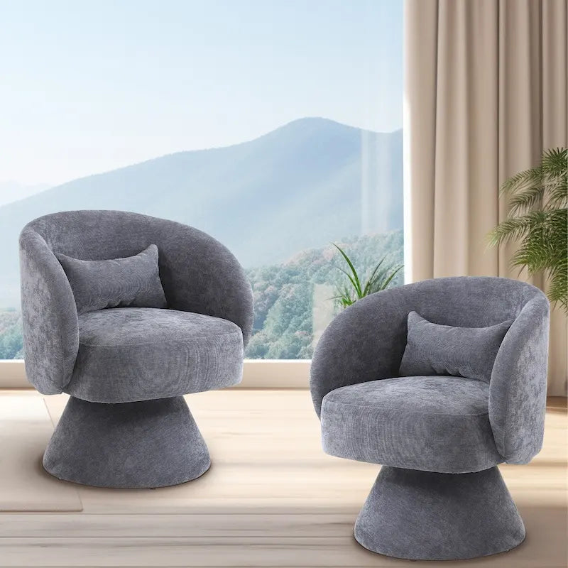 Upholstered Swivel Armchair (Set of 2)