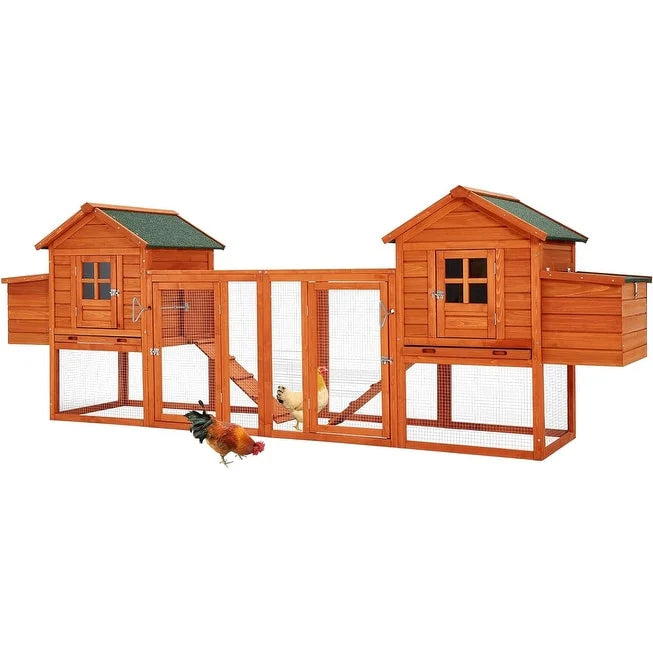 AECOJOY 144 Large Chicken Coop w/ Run Wooden Hutch Poultry Cage House