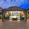 EROMMY Hardtop Gazebo,Outdoor Pergola with Double Roof & Netting & Curtains,Heavy Duty Canopy for Patio, Backyard, Pool party