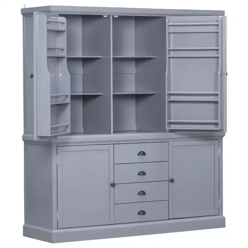 Whisen 73 Freestanding Wooden Kitchen Pantry Cabinet with Drawers and Adjustable Shelves for Storage and Organization in Dining Room or Kitchen