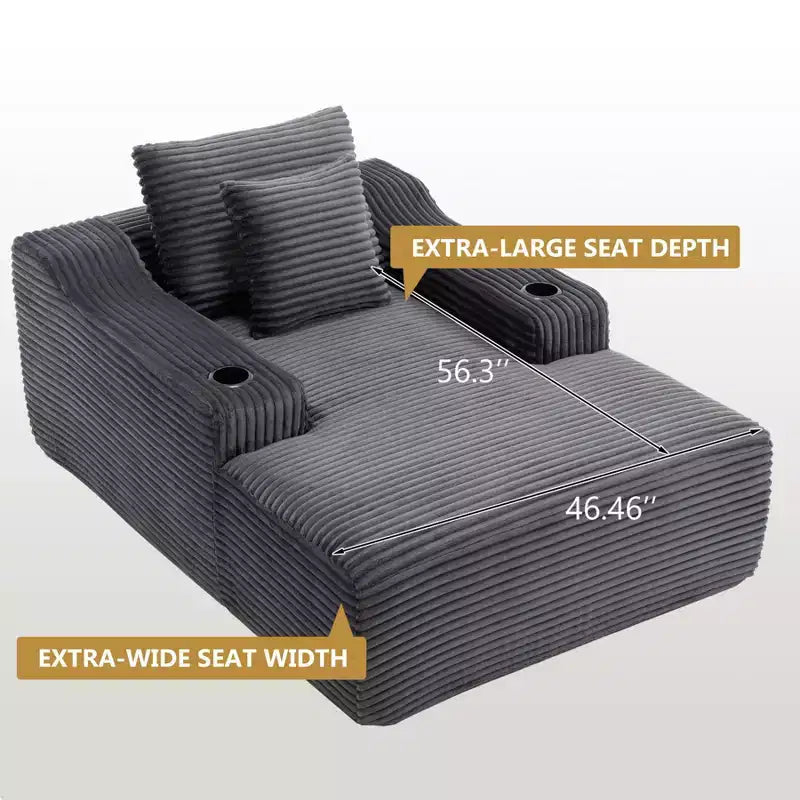 67 Chaise Lounge Chair, Indoor Sleeper Sofa Bed with 2 Pillows, Boneless Single Sofa Couch for Living Room, No Assembly Required