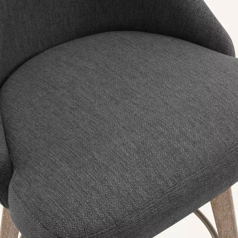 Bekrvio 26 Counter Height Swivel Bar Stools Set of 4 Backs and Wood Legs,Linen Fabric/PU Leather Upholstered Barstools for Kitchen Island