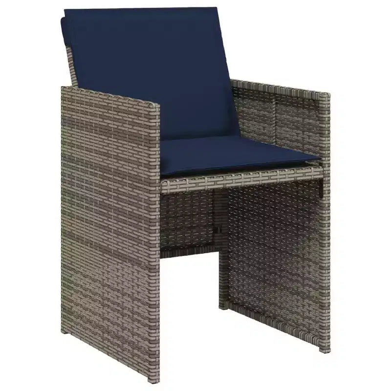 vidaXL Patio Dining Set with Cushions, Garden Table and Chairs, Gray Poly Rattan