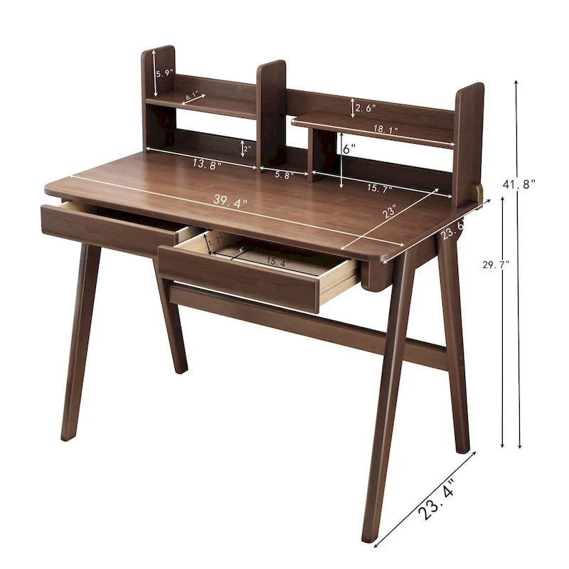 Kids Desk Kids Table Wood Computer Desk with Bookshelf - N/A