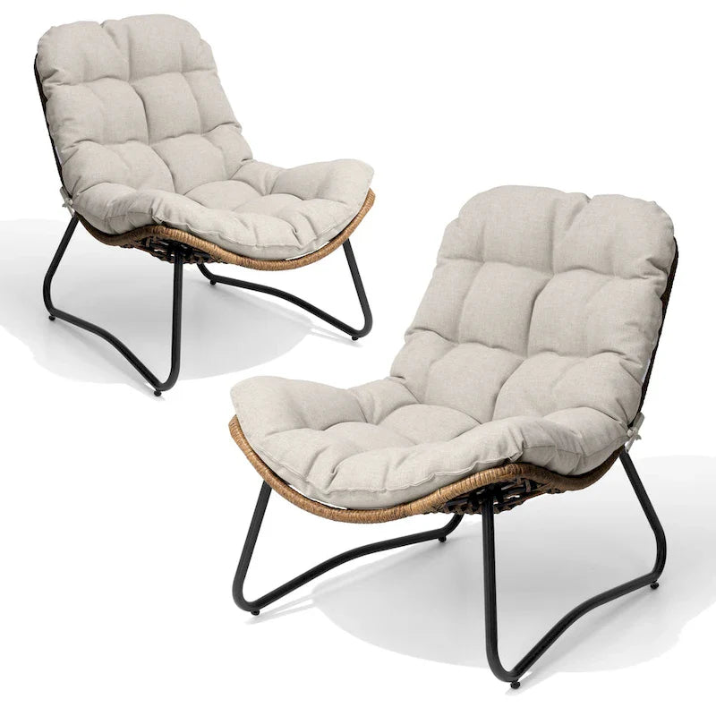 Papasan PE Rattan Chair with Cushion For Indoor Outdoor