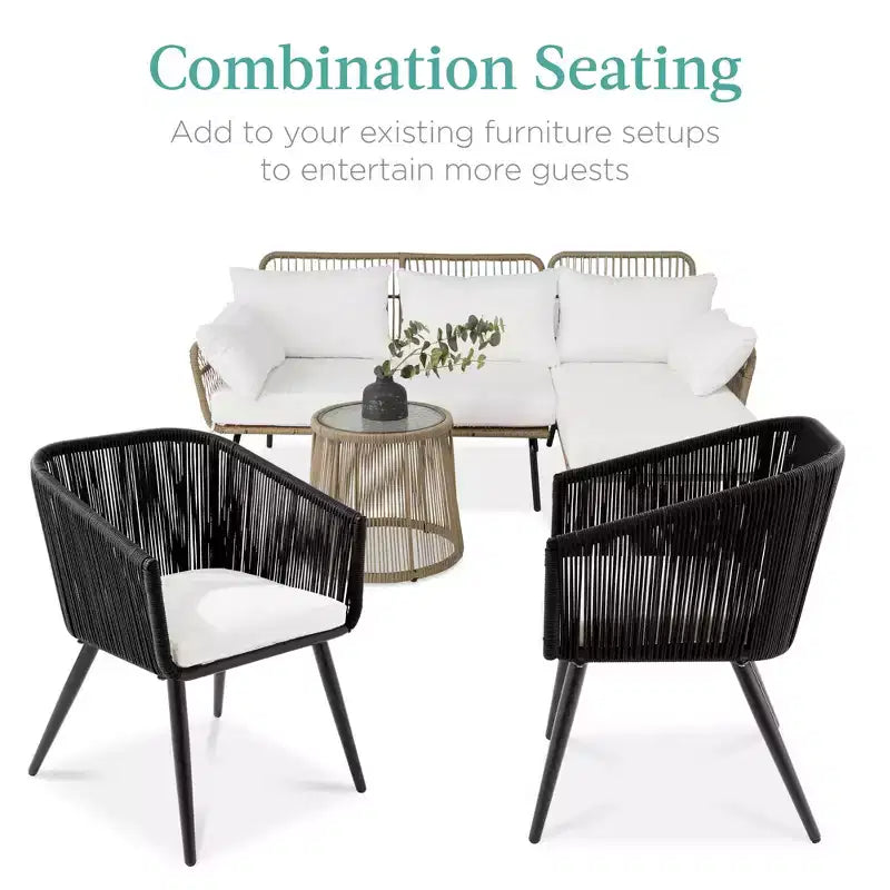 Best Choice Products Set of 2 Outdoor Patio Dining Chairs Woven Wicker Seating 250lb Capacity