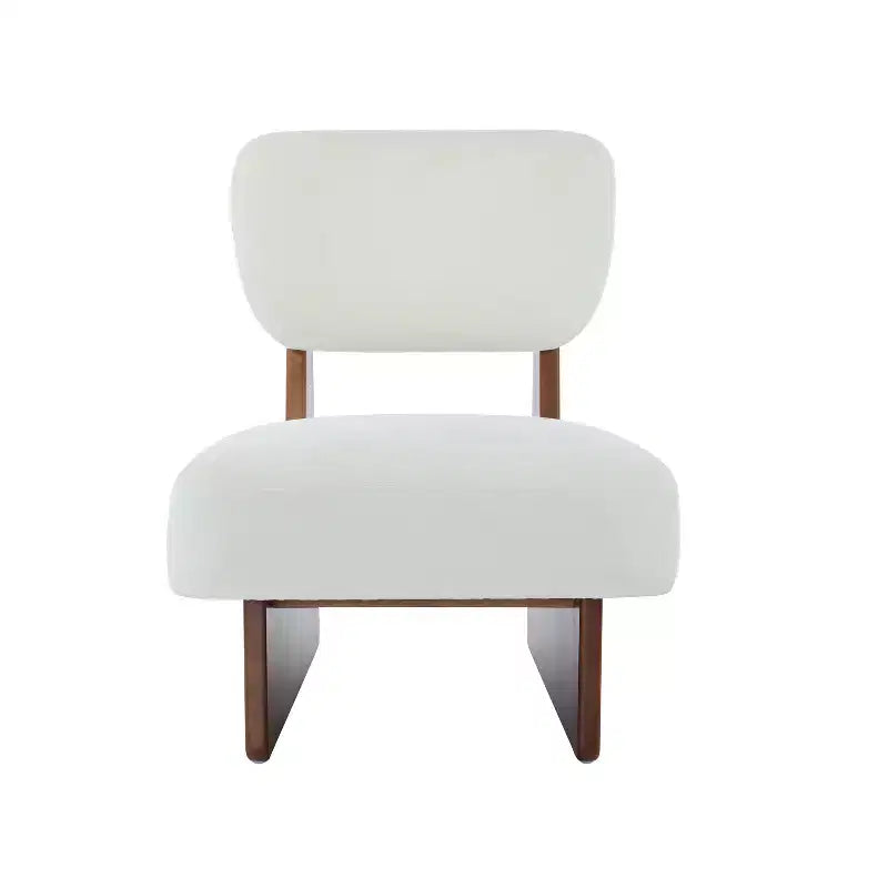 Set of 2 Modern Beige Lounge Chairs with Polyester Upholstery, Sturdy Wood Base, for Various Rooms